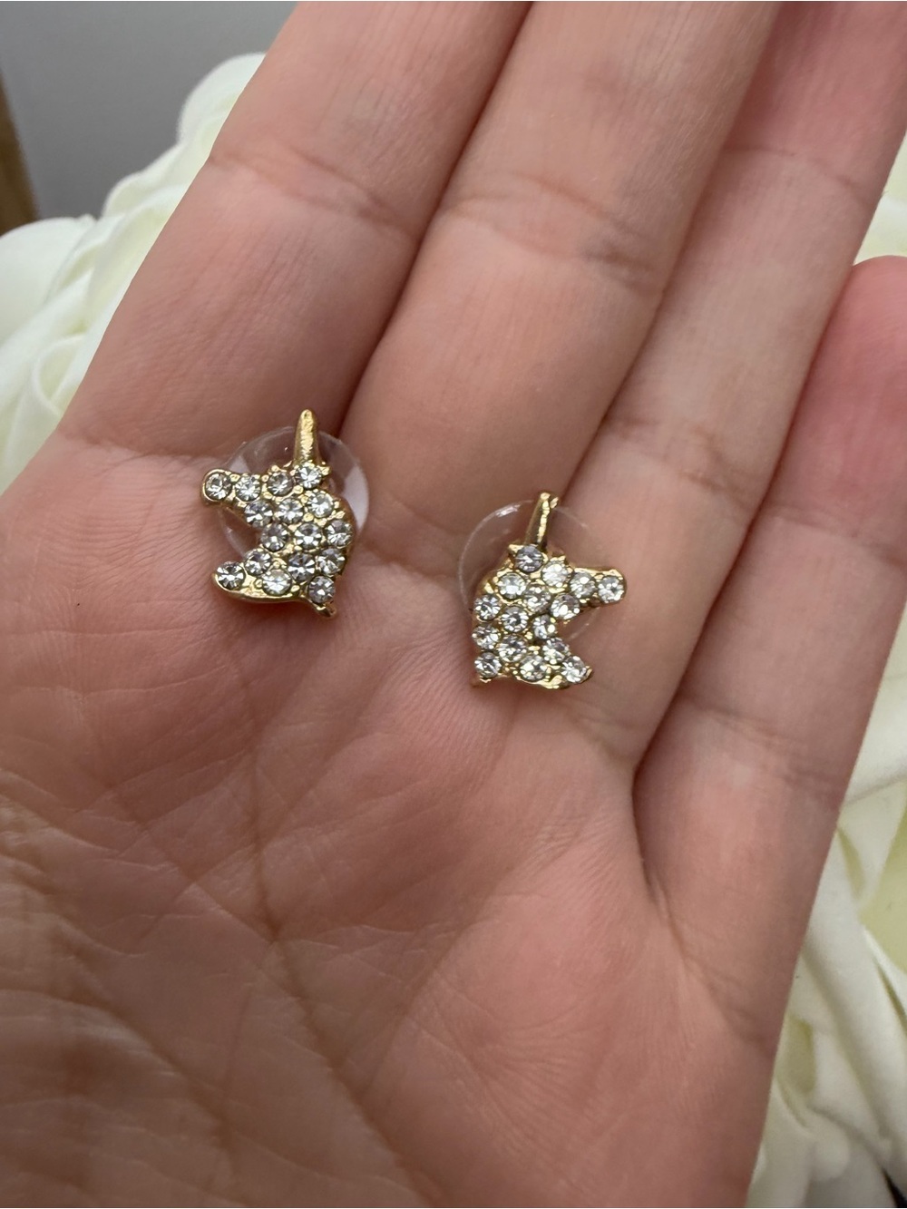 Gold Crystal Pave Bird Stud Earrings - Women Jewelry